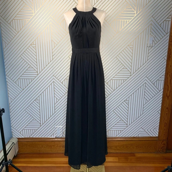 Spotlight by Warehouse Black Chiffon Halter Gown - Picture 2 of 8